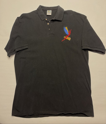 SANTANA Crew Polo Shirt w/ logo Black Magic Woman Anvil XL Mens USA Made Cotton