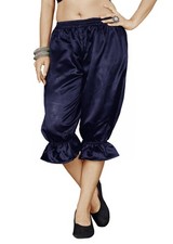 Navy Blue Women Satin Victorian Bloomers Gothic Renaissance Pantaloons Dress