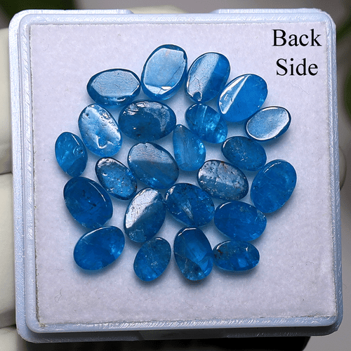 Lote Tesoros Azules ~ 23 Piezas Piedras Preciosas Cabujón Apatita Neón Natural Alto Grado 5-7mm - Imagen 9 de 11