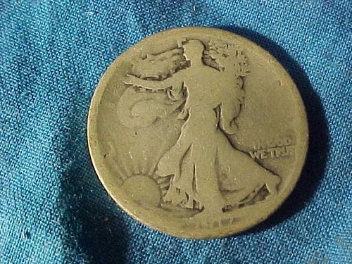 Orig US Vintage SILVER COIN-1917 S WALKING LIBERTY HALF DOLLAR