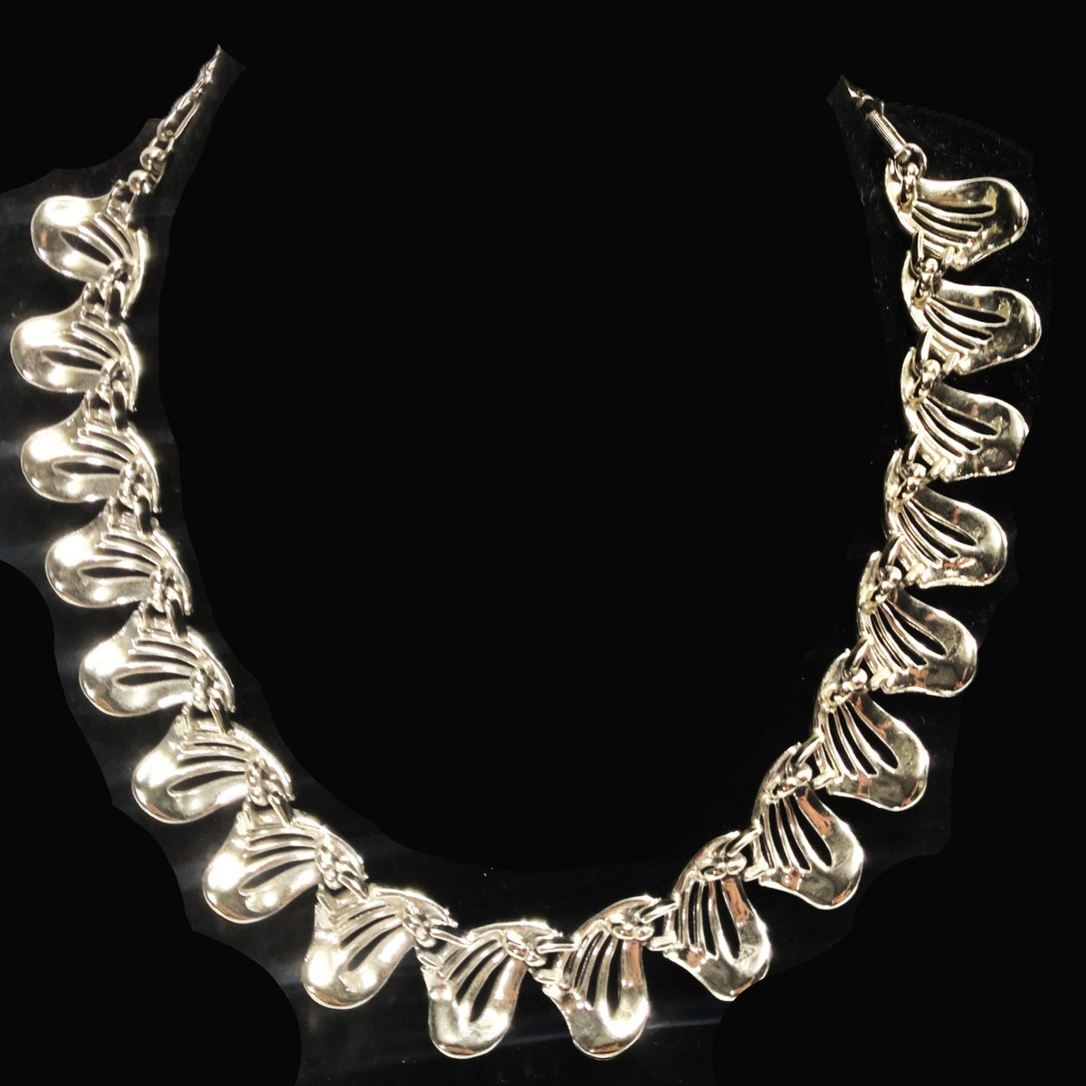 Vintage Silver Coro Choker Links Necklace Hook Closure Costume 