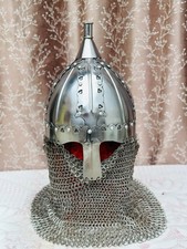 16GA Medieval Viking Helmet Vendel Knight With Chain Mail Viking Helmet Viking