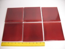 Candy Apple Red Italian Ceramic Tile 6x6 IMPERFECT LOT OF 6 for mosaics or craft