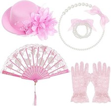 5 Pieces Girls Tea Party Supplies Tea Party Gloves Hats Girls Kids Tea Party ...