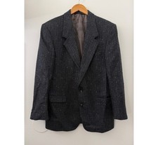 Vtg CAVELLI Wool Blazer Mens 42 Short Sport Coat Blue Flecked Tweed Herringbone