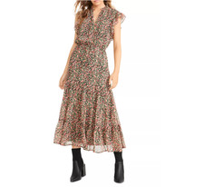 BB DAKOTA Maxi Dress by Steve Madden Size Large Darcy/ Floral/ Flutter Sleeve