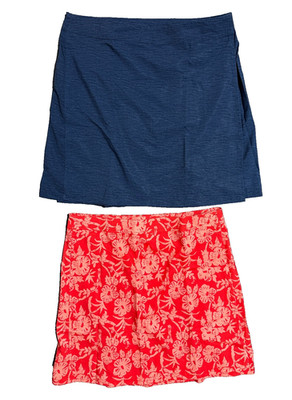 Ripskirt Hawaii Women's Large Adjustable Wrap Skirts Blue and Red Lot Of 2