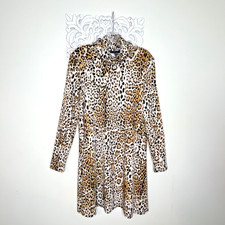 TIANA B. Women's LARGE Turtle Neck Shift MASK DRESS Long Sleeves Animal Print