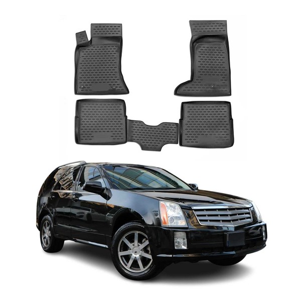 Omac Gummimatten FußMatten FüR Cadillac SRX 2004-2009 TPE Automatten Schwarz 4X-image