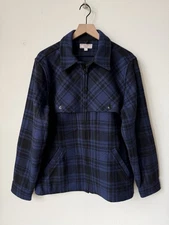 Wallace & Barnes Wool Blend Jacket Blue Black Plaid Mackinaw Workshirt Shirt Jac
