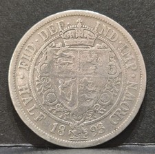 1893 Half Crown Queen Victoria Silver Coin
