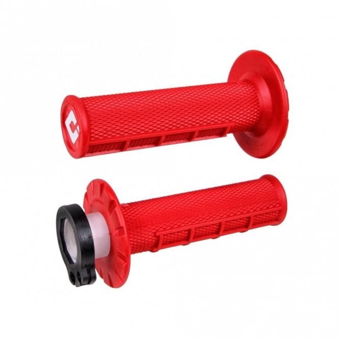 ODI Lock-On 2T/4T Half Waffle MX Motocross Grips - Red