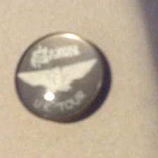 NWOBHM Saxon Wheels Of Steel UK Tour vintage 1980s crystal concert BADGE