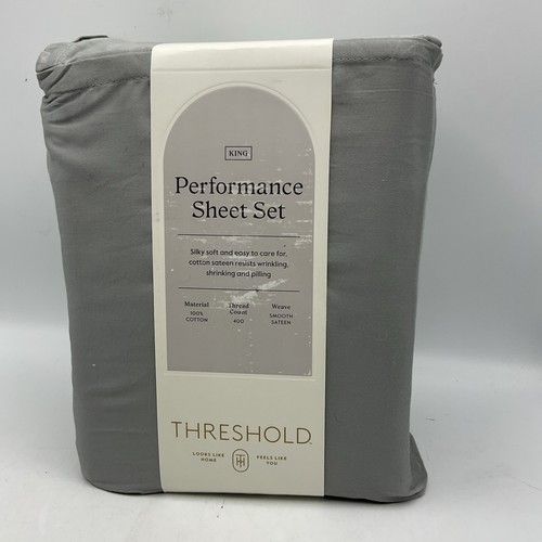 Parure de draps performance Threshold gris roi 100% coton