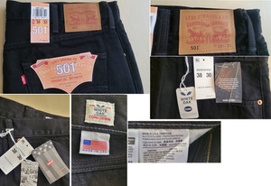 Levi's Jeans 501 White Oak Cone Denim Made in USA Black Size 38X30