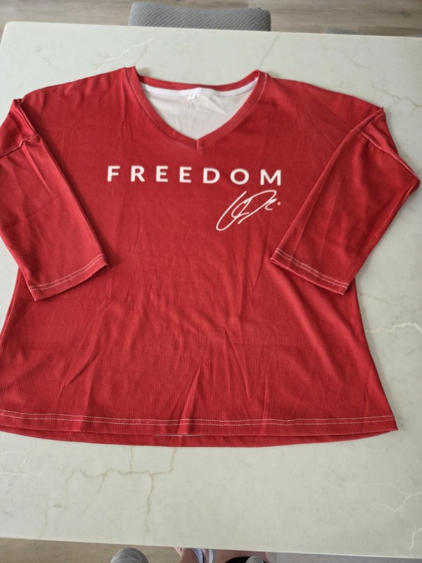 Freedom Charlie Kirk Signature - Memorial Tribute Unisex 3/4 Sleeve Shirt Large 