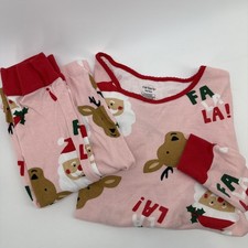 Carters KIDS 2 PC Santa Claus Christmas Pajama Set Pink / Red 14/14A