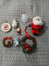 Vintage Christmas Ornaments Decorations Assorted Lot of 8