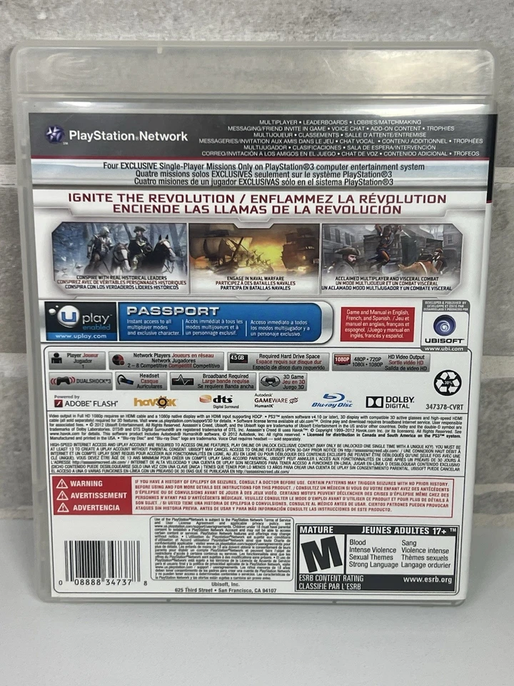 Assassin's Creed III 3 - Sony PlayStation 3 - PS3 Ubisoft - CIB - Image 2 of 4