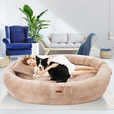 Human Dog Bed for Adults, 73"x56"x12" Washable Orthopedic Size, Faux Fur Remo...