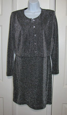 Jessica Howard Petite Silver/Gray Sparkle Metallic Dress Jacket Set Wm. 10 P