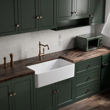 36"W 18"D Apron Front Farmhouse Sink For Kitchens with Grid And Strainer Drain