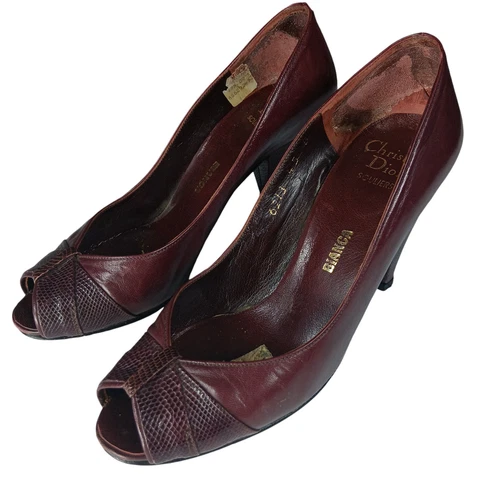 Talons vintage Christian Dior Souliers Bianca taille 4,5 bordeaux
