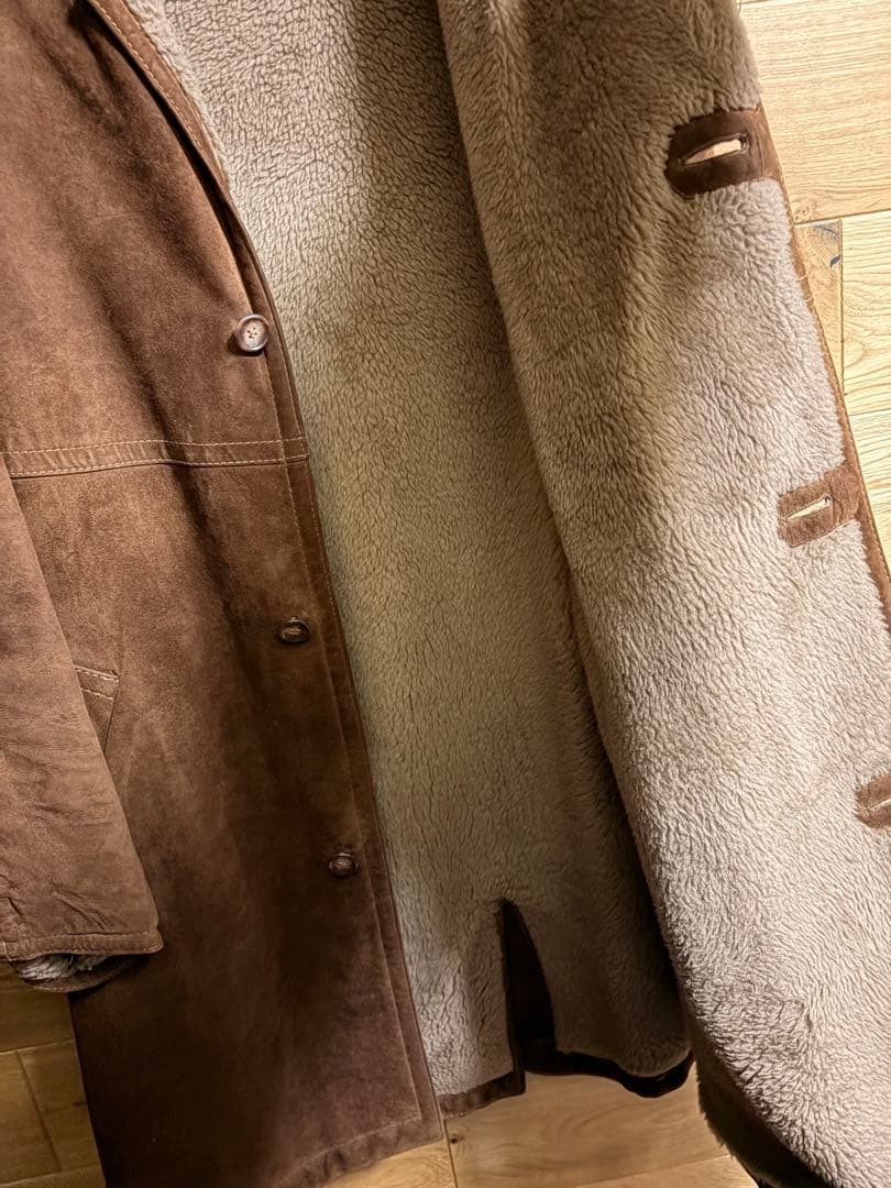 Genuine leather shearling coat suede boa jacket M size used thumbnail 4