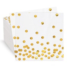 80 Pack of White Paper Cocktail Napkins with Gold Foil 10 x 10 inches, A