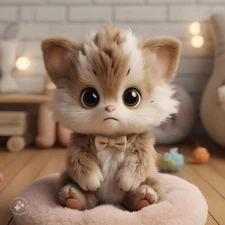 Adorable Cute Kitten AI Digital Art Wallpaper & Wall Décor Printable Download