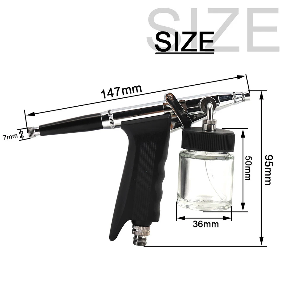 Mini Airbrush Compressor Kit Dual Action Spray Gun for Art Tattoo Nail Painting - Image 2 of 4