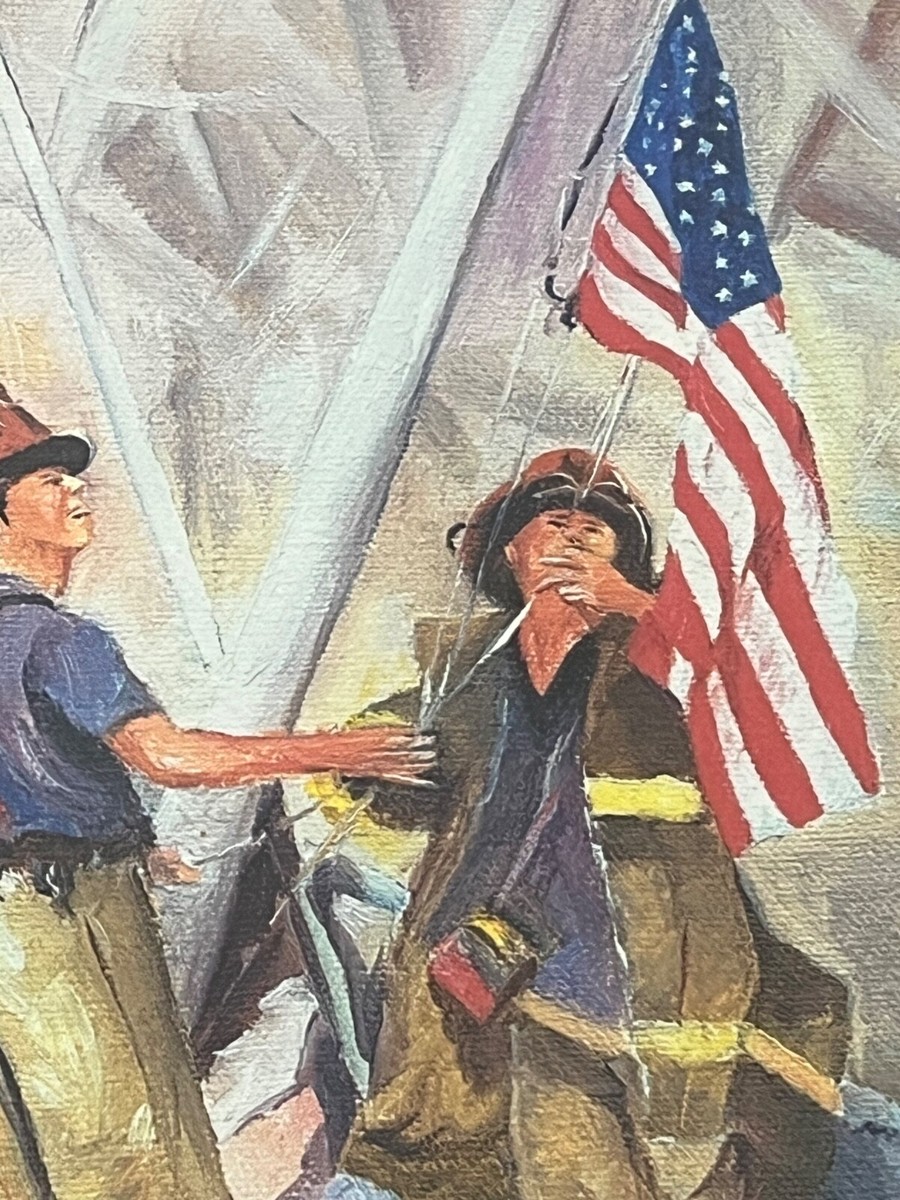 絵画 9.11？ Signed Numbered Framed “Raising the Flag at Ground Zero” 9/11