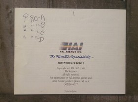 Adventures of Lolo 2 Nintendo NES Manual