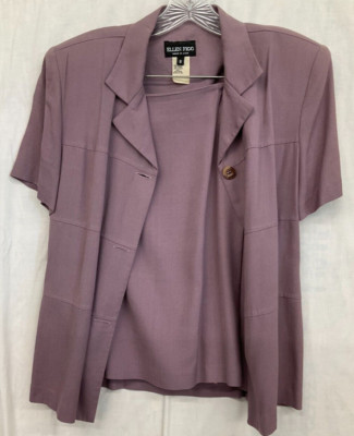 ELLEN FIGG 2 PC TWILIGHT LAVENDAR LINED SKIRT & SHORT SLEEVE SHIRT/JACKET, SZ 8