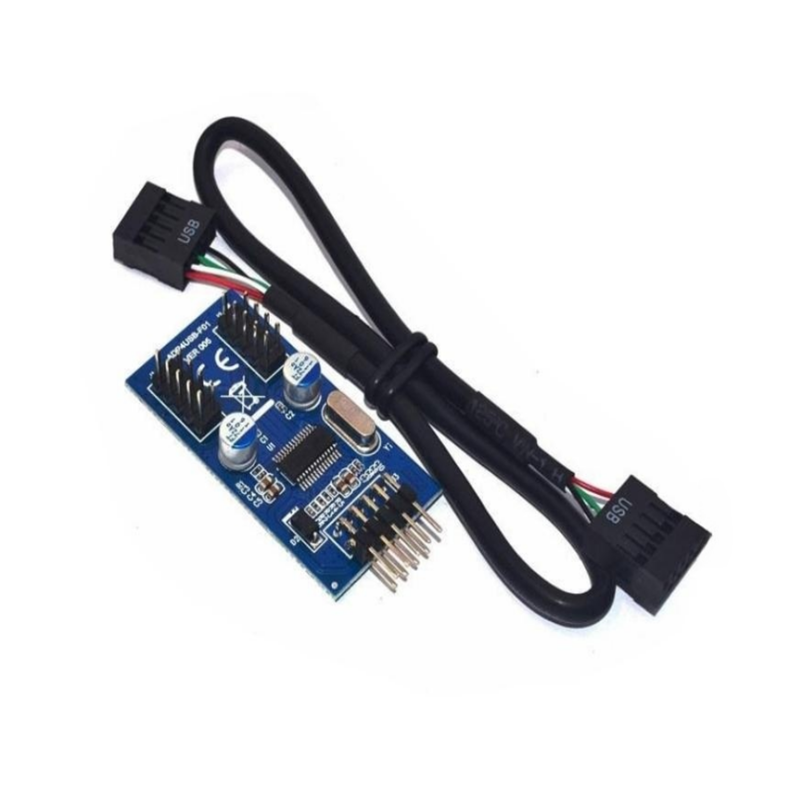 Internal USB 2.0 9-Pin Splitter 1 Male to 2 Female for PC Case Motherboard