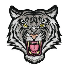 WHITE TIGER iron-on PATCH embroidered ROARING WILD ANIMAL SOUVENIR APPLIQUE new