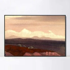 Framed Canvas Giclee Print Mongolian Yurtas, 1936 by Nicholas Roerich 24"x32" 