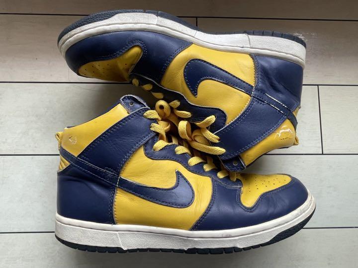 NIKE DUNK HIGH LE Michigan Yellow x Navy US9 Made in China 1999