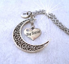 Big Sister Filigree Crescent Moon Necklace, Big Sister Gift, Big Sister Birthday