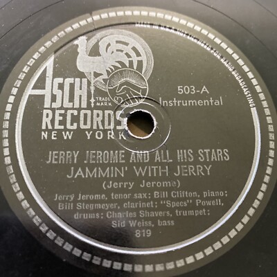 1944 HOT JAZZ Jerry Jerome 78 rpm ASCH 503 Jammin' With Jerry E+ 1944 HOT JAZZ Jerry Jerome 78 rpm ASCH 503 Jammin' With Jerry E+