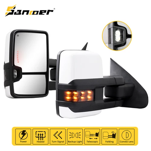 Pair White Tow Mirror For 2014-2019 Chevy Silverado GMC Sierra 1500 Power Heated