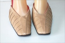 FREE LANCE Escarpins  Mules Vintage Tout Cuir Beige Bouts Semi Carrés T 41 TBE