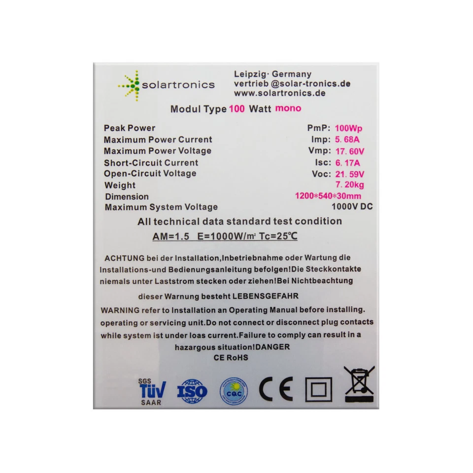 200 Watt 12V Solar Set 20A Laderegler Montagewinkel Solaranlage Inselanlage 0% - Bild 3 von 4