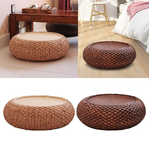 Handmade Straw Woven Seat Cushion Round Braided Japanese Style