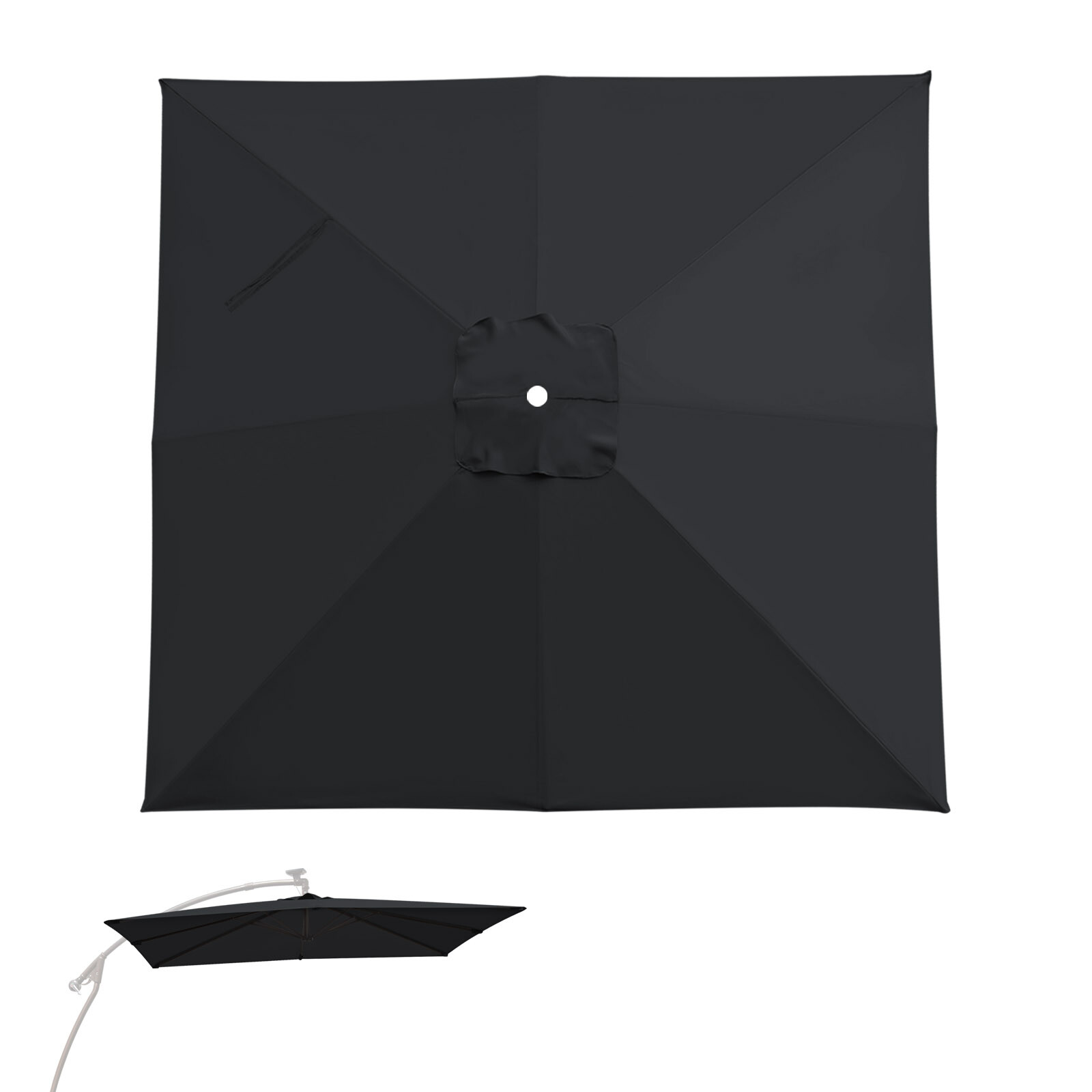 For Square 8.2x8.2ft 8 Ribs Hanging Solar Umbrella Cover Top