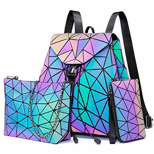 Geometric Luminous Backpack for Women Holographic Reflective  display picture 1