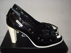 100% AUTHENTIC NEW WOMEN CHANEL BLACK & WHITE PATENT PUMPS/HEELS US 10 — photo 3