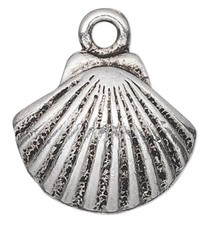 10 Antiqued Silver Plated Pewter 15x14mm Sea Shell Charms