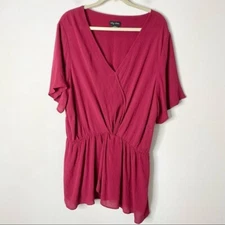 City Chic Womens Plus Size M/18 Surplice Crinkle Peplum Style Elasticized Waist