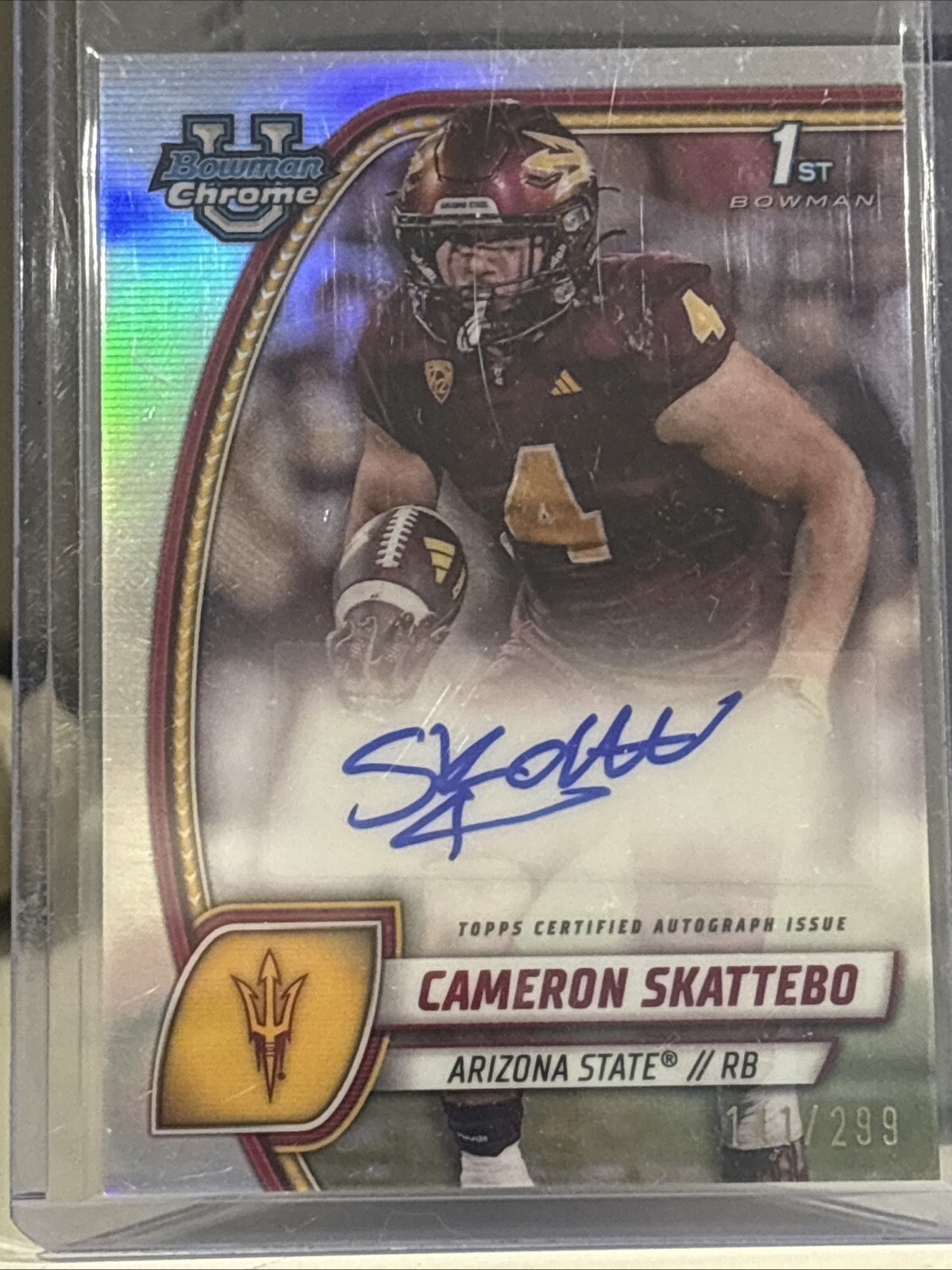 Cameron Skattebo 2024 Bowman U Chrome 1st Refractor Auto /299 SP Arizona State